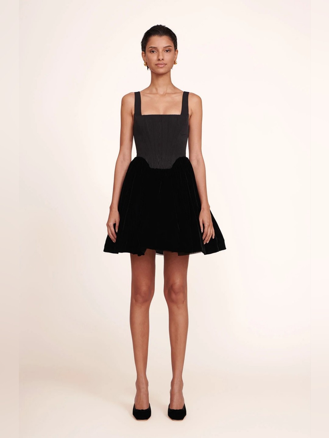 Nwt Staud Landscape Corset Mini Dress Black Velvet, 0